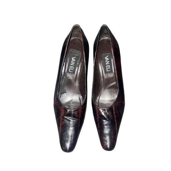 Vintage Vaneli brown leather pointed toe pumps heels Size 7 Career Office - Picture 2 of 8